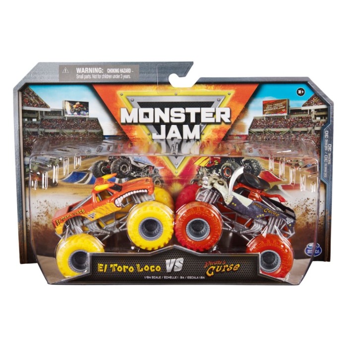 MONSTER JAM SET 2 MASINUTE METALICE EL TORO LOCO SI PIRATES CURSE SCARA 1 LA 64 SuperHeroes ToysZone