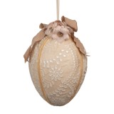 Cumpara ieftin Ou decorativ Paste suspendabil, textil bej alb &Oslash; 20x28 cm