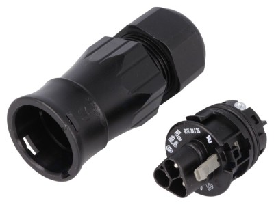 Conector circular 3 pini 20A argintat foto