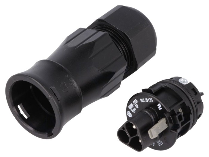 Conector circular 3 pini 20A argintat