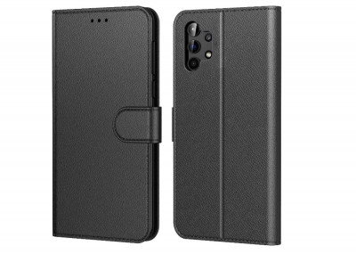 Husa din piele Tenphone pentru Samsung Galaxy A32 4G (NU PENTRU 5G), negru - RESIGILAT foto