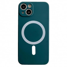 Husa MagSafe pentru Apple iPhone 14 Pro, Silicon, Protectie pentru camera, Magnetica, Incarcare Wireless, Flippy, Verde