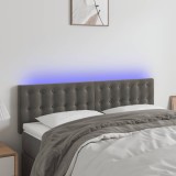 Cumpara ieftin Tăblie de pat cu LED, gri &icirc;nchis, 144x5x78/88 cm, catifea