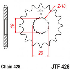 Pinion fata 12 dinti pas lant 428 - Kreidler Dice - Enduro 125cc - Suzuki DR 125 S (82-84) - GN 125 (94-99) - GS 125 S (99) - RM 125 (75-78)