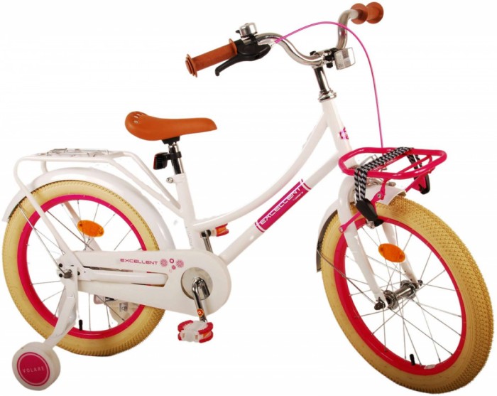 Bicicleta pentru fete Volare Excellent, 18 inch, culoare alb, frana de mana fata... Cod:21779
