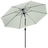 Outsunny Umbrelă de Grădină &Icirc;nclinabilă pe 3 Unghiuri cu Manivelă, &Oslash;265x240 cm, Alb Crem | Aosom Romania