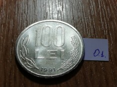 100 lei 1991 varianta rara, cifre subtiri la 100 si 99 arcuite foto