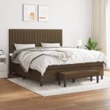 Cumpara ieftin Pat box spring cu saltea, maro &icirc;nchis, 160x200 cm, textil