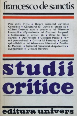 Studii Critice - Francesco De Sanctis , X116 foto