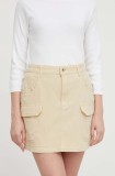Pepe Jeans fusta culoarea bej, mini, drept