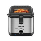 Friteuza Electrica HALEY, 1000 W, Capacitate 2.5 L, Design Argintiu Elegant, Control Precis al Temperaturii