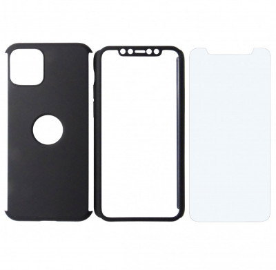 Husa Full Cover 360&amp;deg; (fata + spate + folie sticla) neagra pentru Apple iPhone 11 Pro foto