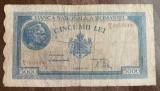 B11 87 - Bancnota foarte veche - Romania - 5000 lei - emisiune 10 octombrie 1944 - filigran BNR orizontal