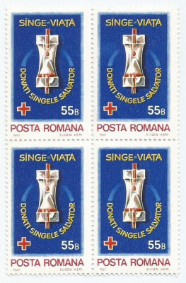 |Romania, LP 1040/1981, Donatori de sange, bloc 4, MNH foto