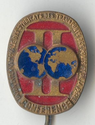 Insigna veche Conferinta Internationala a Sindicatelor din Pescuit si Transport foto