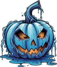 Sticker decorativ, Halloween, Dovleac, Albastru, 71 cm, 8588ST-7 foto