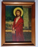 Icoană pictată pe carton, semnată de autor