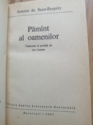 Antoine de Saint Exupery - Pamant al oamenilor - Colectia: Meridiane : 1967 foto