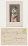 ROMANIA 1910 ilustrata patriotica editata in Germania - femeie cu drapelul tricolor