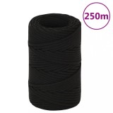 vidaXL Fr&acirc;nghie de lucru, negru, 2 mm, 250 m, poliester