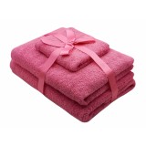 Set prosoape 3 piese 500 gsm (fata, maini, corp) Roz, SomnART