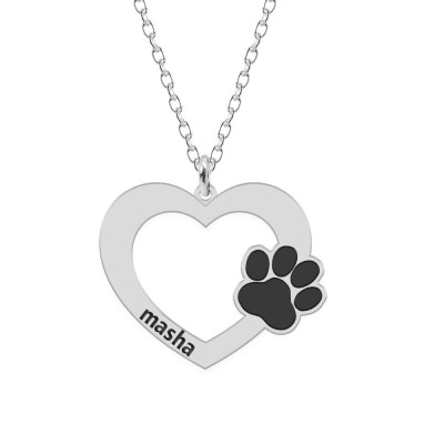 Paw Lover - Colier personalizat din argint - Inima foto