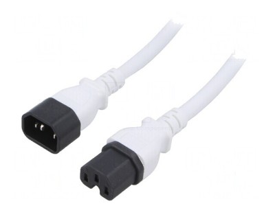 Cablu de alimentare IEC C14 - C15 5m alb foto