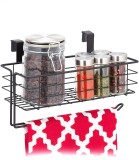 Cos de sarma suspendat cu suport pentru rola de bucatarie si alte accesorii, Negru, 31 x 17 x 18 cm