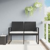 Banca gradina 2 locuri, perne incluse, negru antracit, ratan PP, cadru otel, 103.5x57x77.5 cm