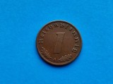 1 Pfennig 1938 lit. A -Germania-stare buna-patina-
