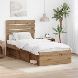 Cumpara ieftin Cadru de pat Stejar artizanal 90 x 200 cm Lemn de pin masiv