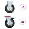 Set 12 Roti Pivotante/Fixe 200mm, Cauciuc+Fier, Negru, 180kg/Roata, Frana, Mobilier/Echipamente