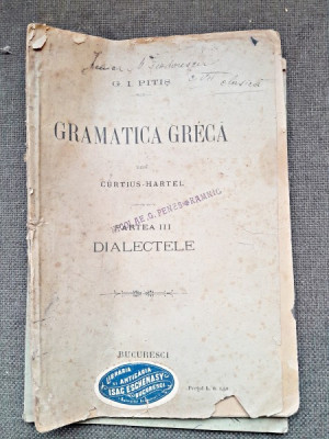 Gramatica greca dupa Curtius Hartel - G.I. Pitis partea III Dialectele foto