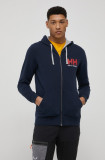 Helly Hansen hanorac de bumbac bărbați, culoarea bleumarin, cu glugă, cu imprimeu 34163