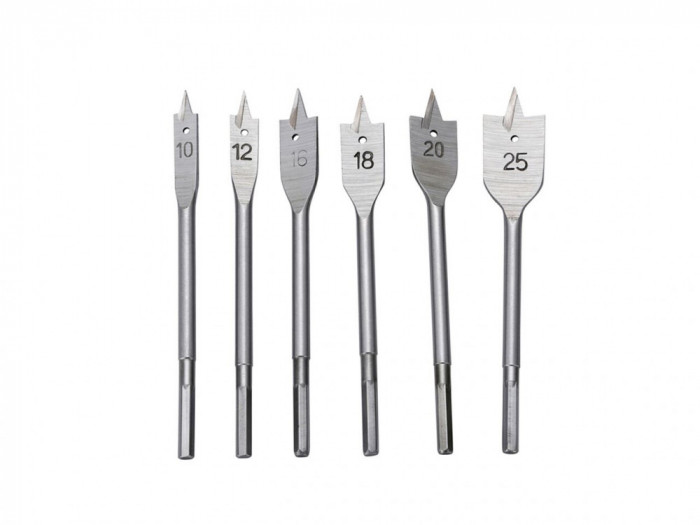 Set burghie plate pentru lemn Geko, 10.0-25.0mm, 6 piese