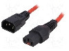 Cablu alimentare AC, 3m, 3 fire, culoare ro&#351;u, IEC C13 mama, IEC C14 tata, IEC LOCK - IEC-PC1387