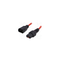 Cablu alimentare AC, 3m, 3 fire, culoare ro&#351;u, IEC C13 mama, IEC C14 tata, IEC LOCK - IEC-PC1387