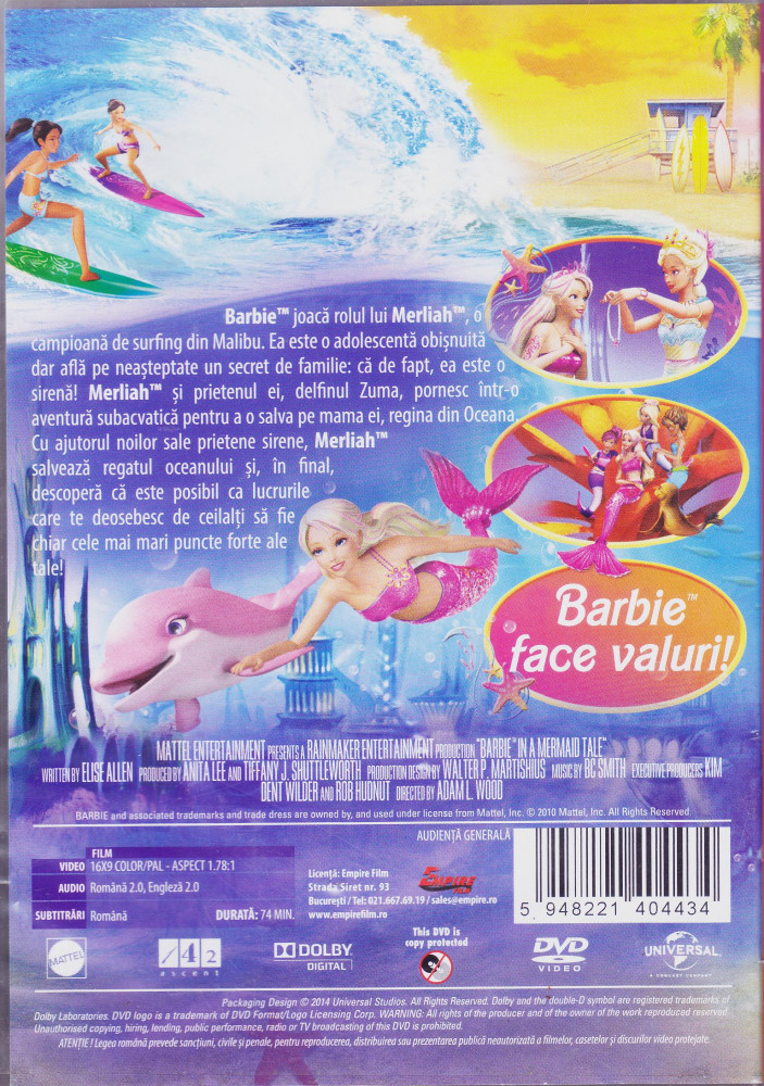 DVD animatie: Barbie - Povestea sirenei ( dublat in lb.romana ) | Okazii.ro