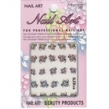 Flori cu pietre, nail art - sticker 3D negru, INGINAILS