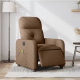 VidaXL Fotoliu electric de masaj rabatabil, maro, textil