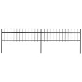 Gard de grădină cu v&acirc;rf suliță, negru, 3,4 m, oțel