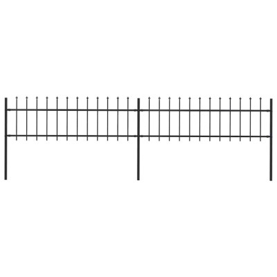vidaXL Gard de grădină cu v&amp;acirc;rf tip suliță din oțel, 359x60 cm, negru 277594 foto