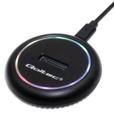 Statie andocare SSD Qoltec 52273, M.2, SATA, NVMe, Max 2TB, USB-C, RGB (Negru)