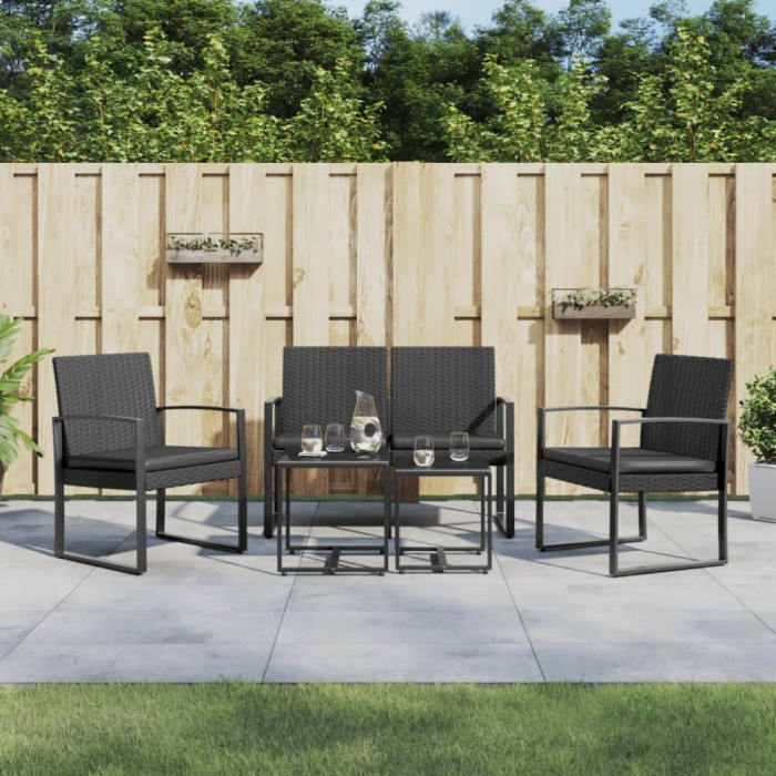 Gossi set mobilier de gradina cu perne, 5 piese, negru, pp ratan