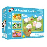 Set 4 puzzle-uri cu animale de la ferma pentru copii 3+ ani, Galt