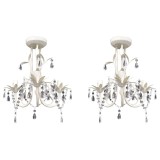 VidaXL Candelabre suspendate de plafon cu cristale 2 buc. alb elegant