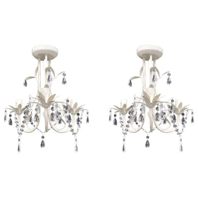 Candelabre suspendate de plafon cu cristale 2 buc. alb elegant foto