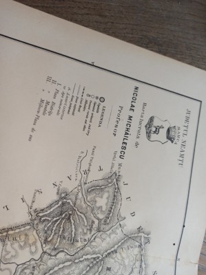 HARTA LITOGRFIE, 1904 = JUDETUL NEAMTU* NEAMT * FORMAT 37,5* 27,5 CM foto
