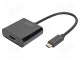 Adaptor DIGITUS HDMI soclu la USB C mufă 150mm USB 3.2 negru
