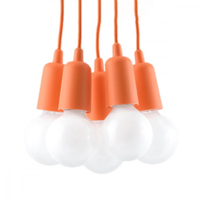 Lampă Suspendată Diego Portocale Pvc 5 Becuri Neregulate Moderne De Interior